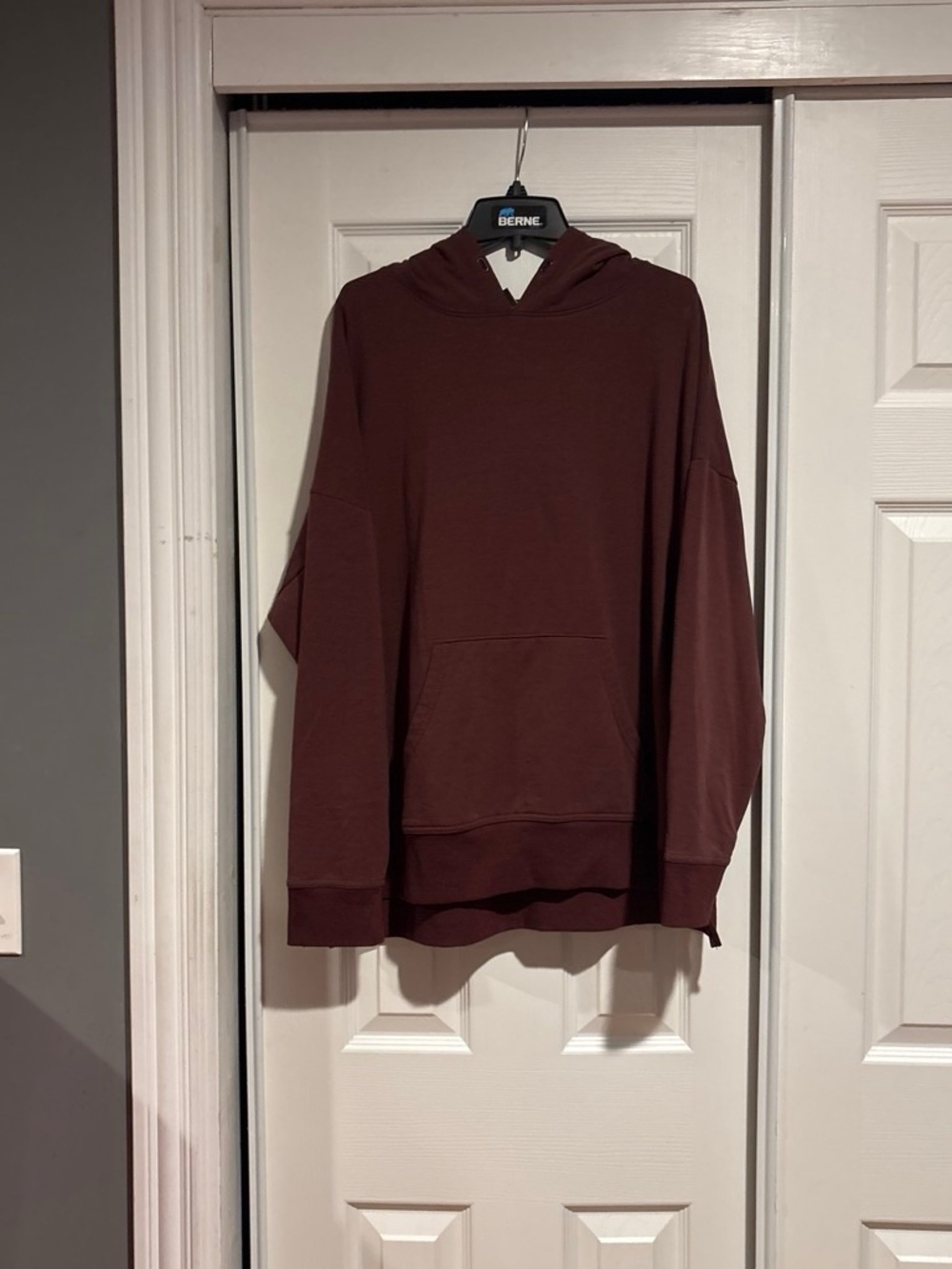 Mens Maroon Hooded Pullover Sweatshirt